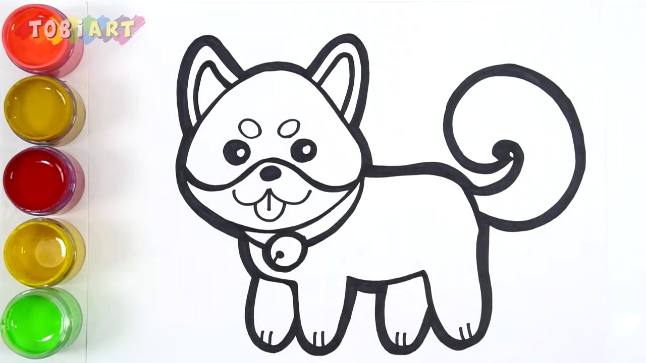 Let's learn to glitter Dog drawing and coloring for kids - TOBiART #GENiEART -