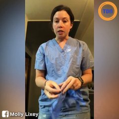 Une infirmière utilise de la peinture pour montrer la propagation du coronavirus