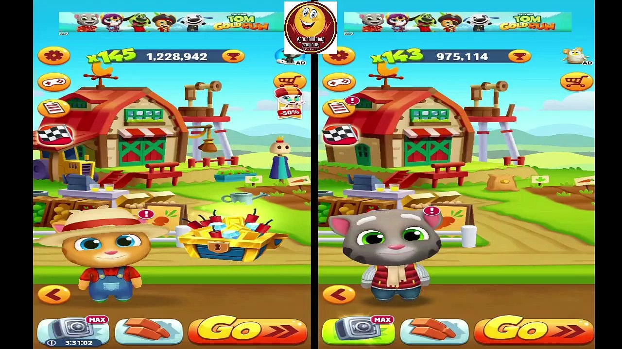 Talking Tom Gold Run Farmer Ginger Vs Frosty Tom