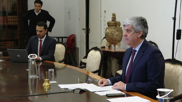 Centeno preside la reunión por videoconferencia del Eurogrupo