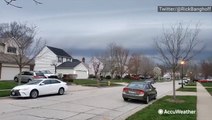 Shelf cloud looms over neighborhood