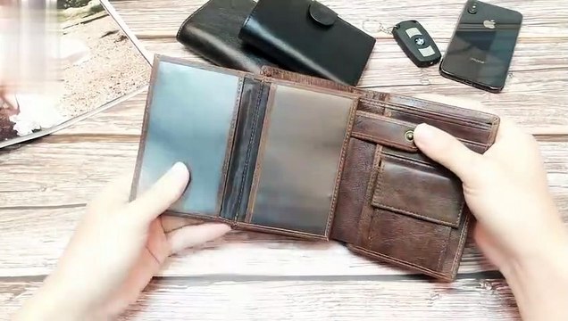 Mens Bifold Credit Card Holder Wallet RFID Genuine Leather | OSVEEZIE