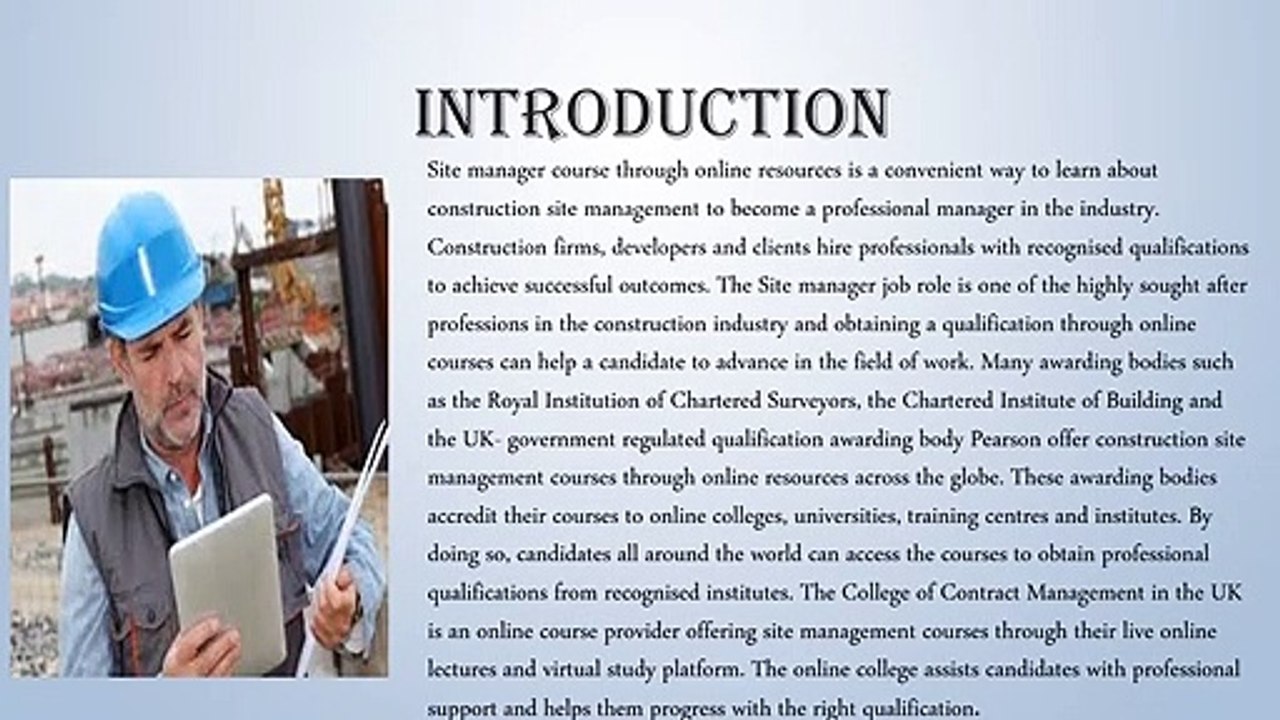 Site Manager Course Online