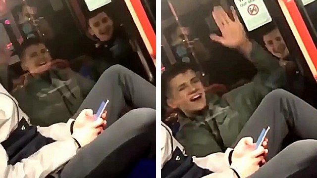 Un relou qui tape sur la vitre d'un bus se fait calmer