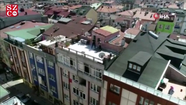 Sokağa çıkma yasağında çatı katında boks havadan görüntülendi