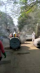 इंदौर: टाटपट्टी क्षेत्र में निगम ने नई मशीन से फिर शुरू करवाया सैनिटाइजेशन