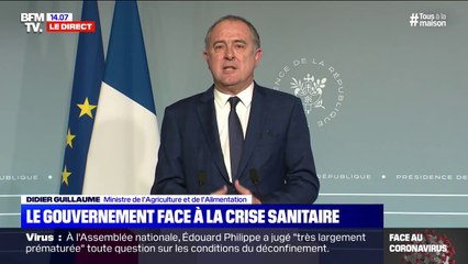 Confinement: "La chaîne alimentaire tient, il n'y aura pas de pénurie", insiste Didier Guillaume, ministre de l'Agriculture