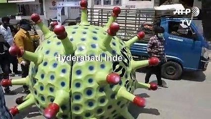 Coronavirus: en Inde, une "voiturette corona" pour sensibiliser la population
