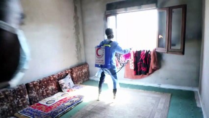 حملة تعقيم للهلال الأحمر الليبي في العاصمة طرابلس