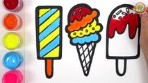 Let's learn to glitter Ice cream drawing and coloring for kids! - TOBiART -