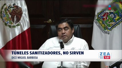 Asegura Miguel Barbosa que túneles sanitizadores no sirven