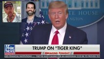 President Donald Trump Speaks on The Free Joe Exotic Tiger King Movement at Press Conference Responding to his Son Don Jr