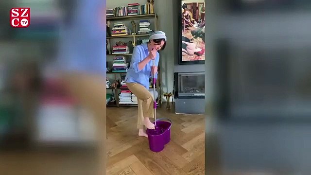 Nurgül Yeşilçay’dan temizlik ve spor bir arada…