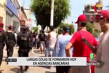 Callao: personas que iban a cobrar bono de S/380 no respetaban distancia recomendada en fila de espera