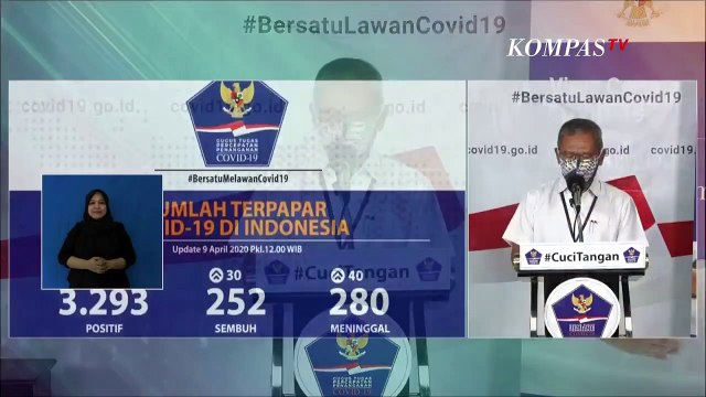 Update Virus Corona 9 April : 3293 Positif Corona, 252 Pasien Sembuh, 280 Meninggal