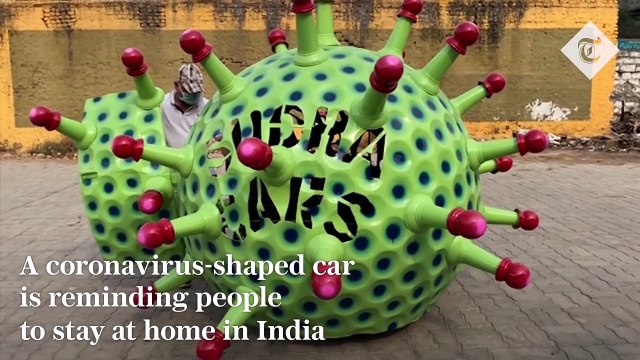 Coronavirus-shaped car spreads Covid-19 awareness in India
