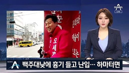 오세훈 유세에 흉기 들고 난입…“확성기 시끄러워서”