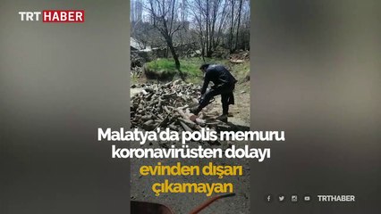 Yaşlı adamın odunlarını polis kesti