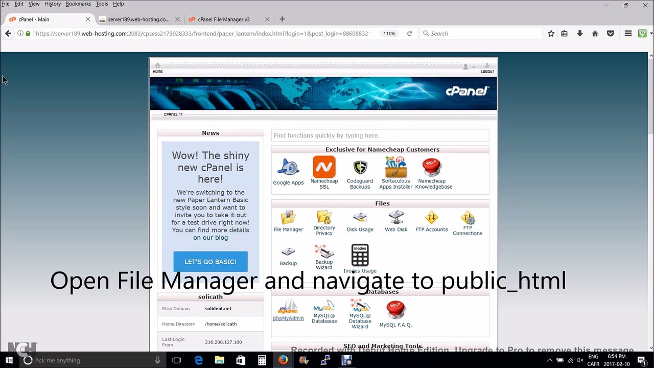Backup and restore a WordPress site with cPanel on a shared host