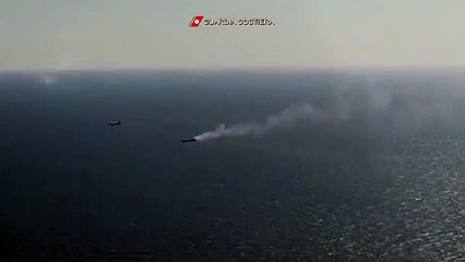 Catania - Incendio su mercantile, in salvo l'equipaggio (09.04.20)