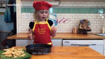 Cute three-year-old chef Susie bakes to pass through quarantine time