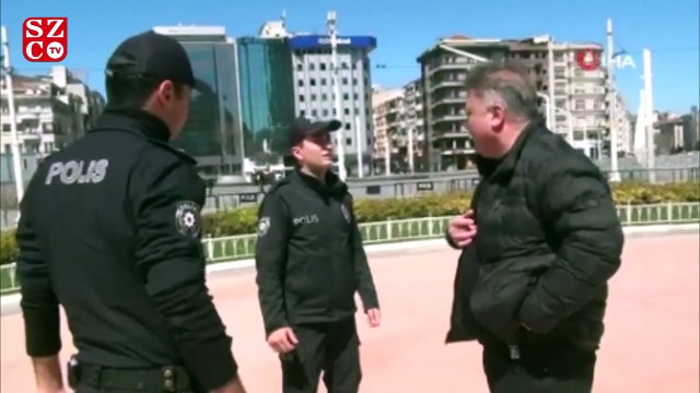 Taksim’de ceza yiyen vatandaştan ilginç sosyal mesafe tepkisi