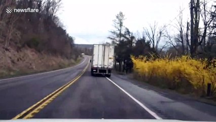 Dashcam footage exposes careless Pennsylvania truck driver veering