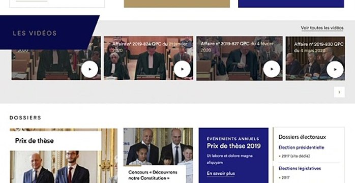 Didacticiel de la page d'accueil du site du Conseil constitutionnel