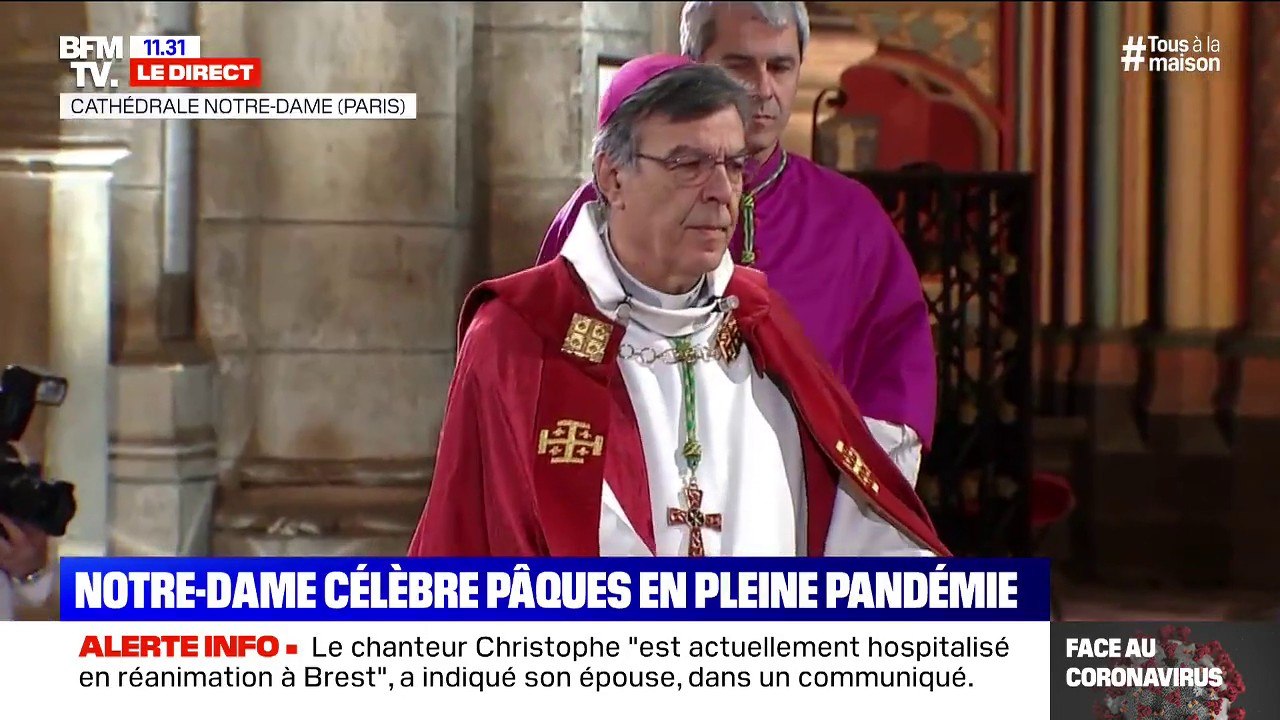 "Nous sommes dans cette cathédrale à demi-effondrée pour dire que la vie est toujours là": Monseigneur Aupetit célèbre Pâques à Notre-Dame