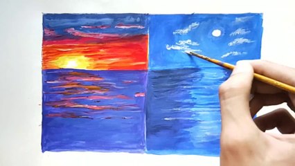 Acrylic painting of beautiful day and night