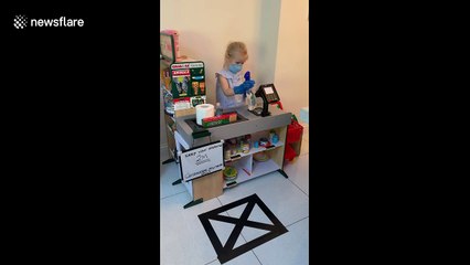 British girl mimics Covid-19 shopping crisis during playtime!
