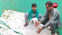 Heavy Rain in Rajasthan: Jaipur की सड़कों पर बिछी ओलों की सफेद चादर