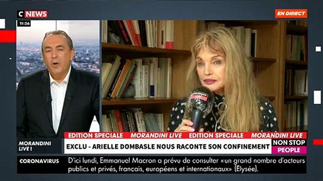 Coronavirus - Invitée en direct de Morandini Live , Arielle Dombasle raconte son confinement sur CNews - VIDEO