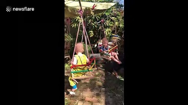 Mum of triplets uses carousel hack to swing them through isolation