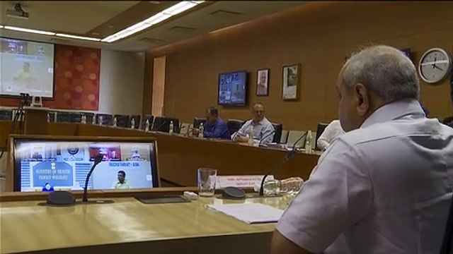 NITIN PATEL GUJARAT DEPUTY CHIEF MINISTER HOLD MEETING USING VIDEO CONFERENCE WITH OFFICERS ON CORONVIRUS OUTBREAK