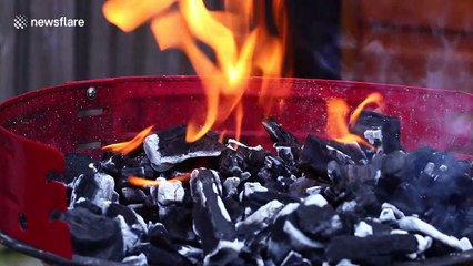 Satisfying slow-motion footage of charcoal fire