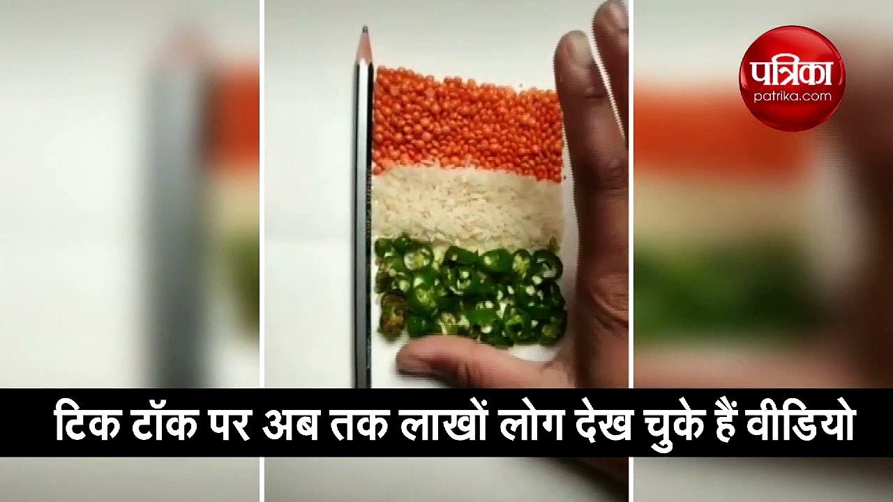 शख्स ने पेंसिल, दाल, चावल और मिर्ची से बनाया भारतीय तिरंगा, वीडियो वायरल