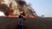 झाँसीः गांव के खेतों में लगी आग, किसानों की फसल जलकर खाक