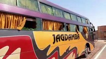 bus window panes smashed in jodhpur