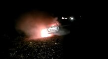 Luxury car caught fire, two including driver saved life