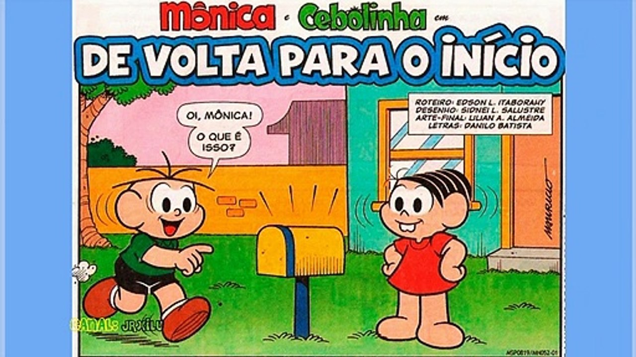 Cebolinha e Mônica em De volta para o início, quadrinhos Turma da Mônica
