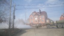 Disinfecting streets with an aircraft engine