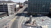 (Drone) Sokağa çıkma yasağının ardından cadde ve sokaklar boş kaldı