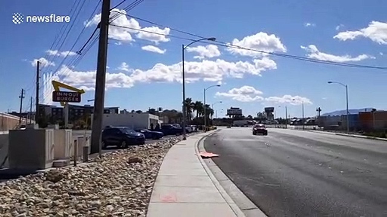 US Air Force planes do a fly-over of the Las Vegas strip to honour healthcare workers during coronavirus outbreak
