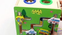 Learning Colors Shapes Vehicles Animals with Wooden Box Hammer Balls Toy