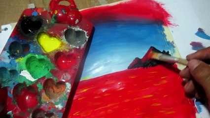 como pintar un paisaje con tempera | pintar fácil