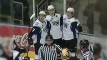 Colby Caves scores a hat trick for the Swift Current Broncos