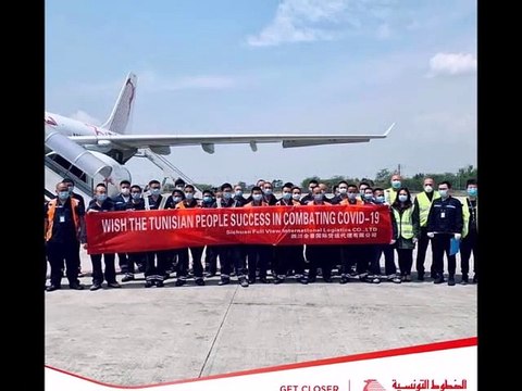 1er vol TU 8570 afin d’assurer le transport de 27 tonnes de matériel médical