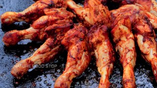 Tawa Chicken Leg Piece cooking bala || Chicken leg fry tawa chicken village style nature food stop