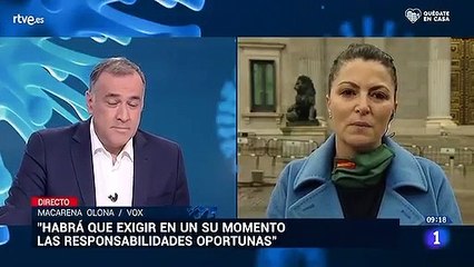 Olona (Vox) le canta las cuarenta a TVE en directo por su programa de humor sobre la epidemia